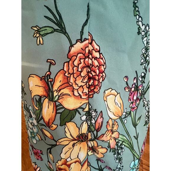 twine & string blousen ruffled cap sleeve blue floral top womens small - Picture 6 of 9